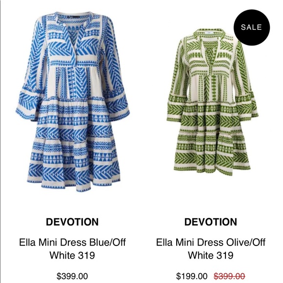 Devotion Ella mini babydoll dress in blue/off white - Picture 3 of 10